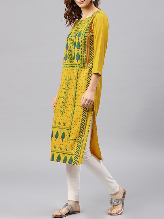 printed straight kurta - 15950072 - Zoom Image - 2