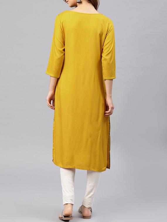 printed straight kurta - 15950072 - Zoom Image - 3