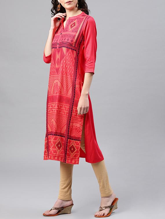 foil print straight kurta - 15950073 - Zoom Image - 2
