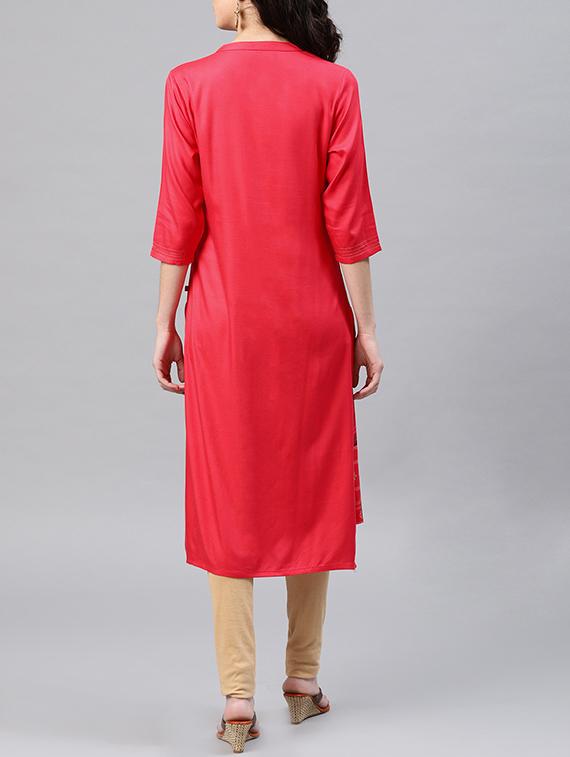 foil print straight kurta - 15950073 - Zoom Image - 3