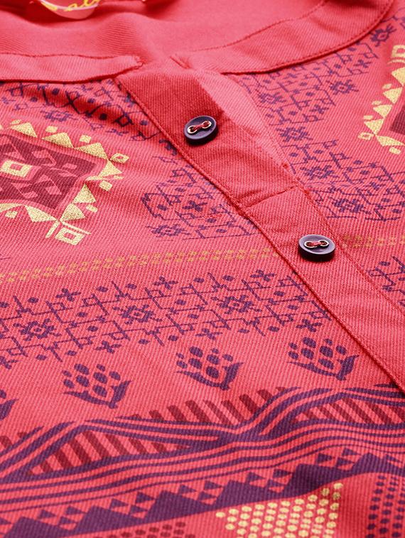 foil print straight kurta - 15950073 - Zoom Image - 4