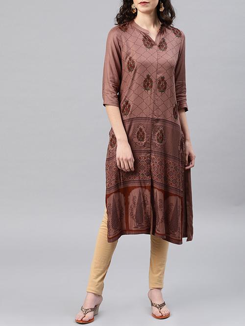 printed straight kurta - 15950075 - Standard Image - 1
