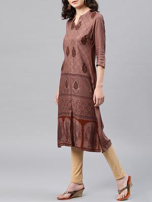 printed straight kurta - 15950075 - Standard Image - 2