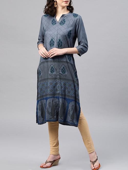 printed straight kurta - 15950076 - Standard Image - 1