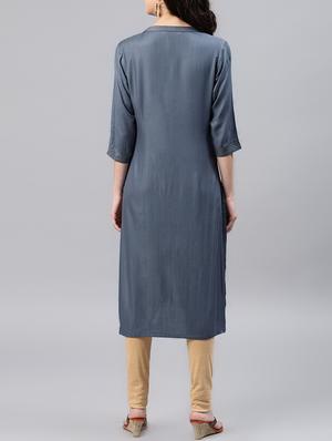 printed straight kurta - 15950076 - Standard Image - 3