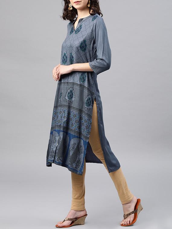 printed straight kurta - 15950076 - Zoom Image - 2