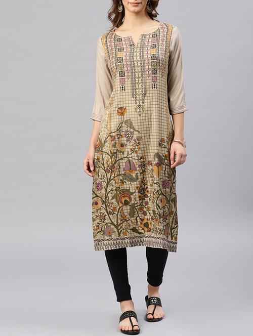 printed straight kurta - 15950080 - Standard Image - 1