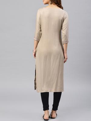 printed straight kurta - 15950080 - Standard Image - 3