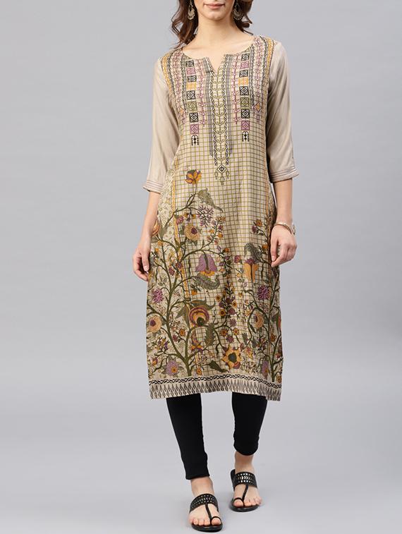 printed straight kurta - 15950080 - Zoom Image - 1