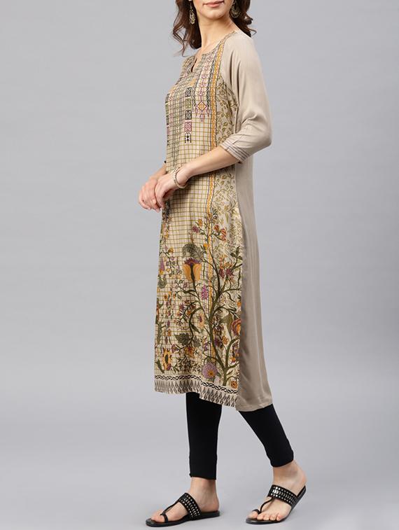 printed straight kurta - 15950080 - Zoom Image - 2