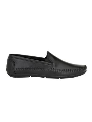 black leatherette slip on loafers - 15950109 - Standard Image - 2