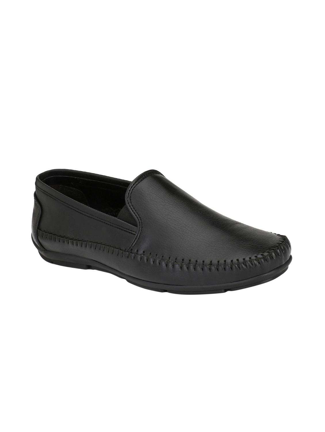 black leatherette slip on loafers - 15950109 - Zoom Image - 1