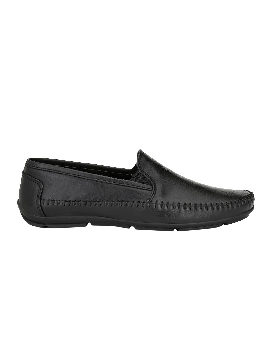 black leatherette slip on loafers - 15950109 - Zoom Image - 2