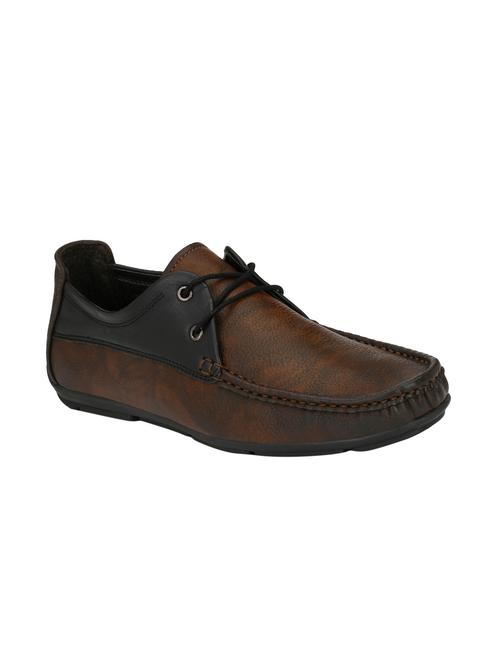 brown leatherette lace up shoes - 15950114 - Standard Image - 1