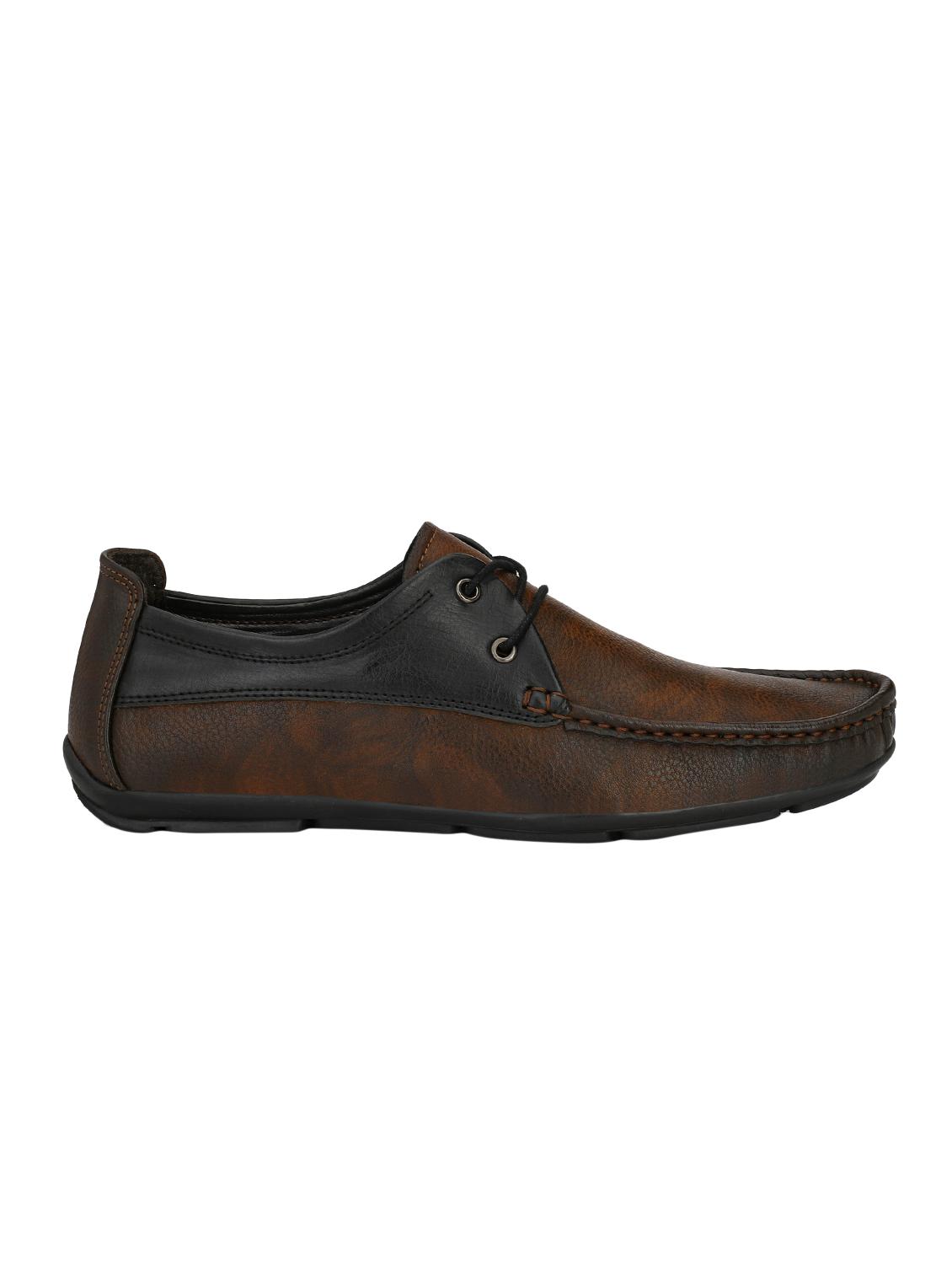 brown leatherette lace up shoes - 15950114 - Zoom Image - 2