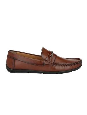 brown leatherette slip on loafers - 15950115 - Standard Image - 2