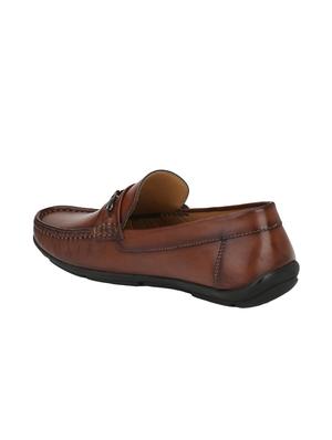 brown leatherette slip on loafers - 15950115 - Standard Image - 3