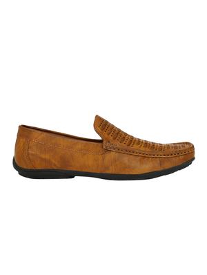 tan leatherette slip on loafers - 15950117 - Standard Image - 2
