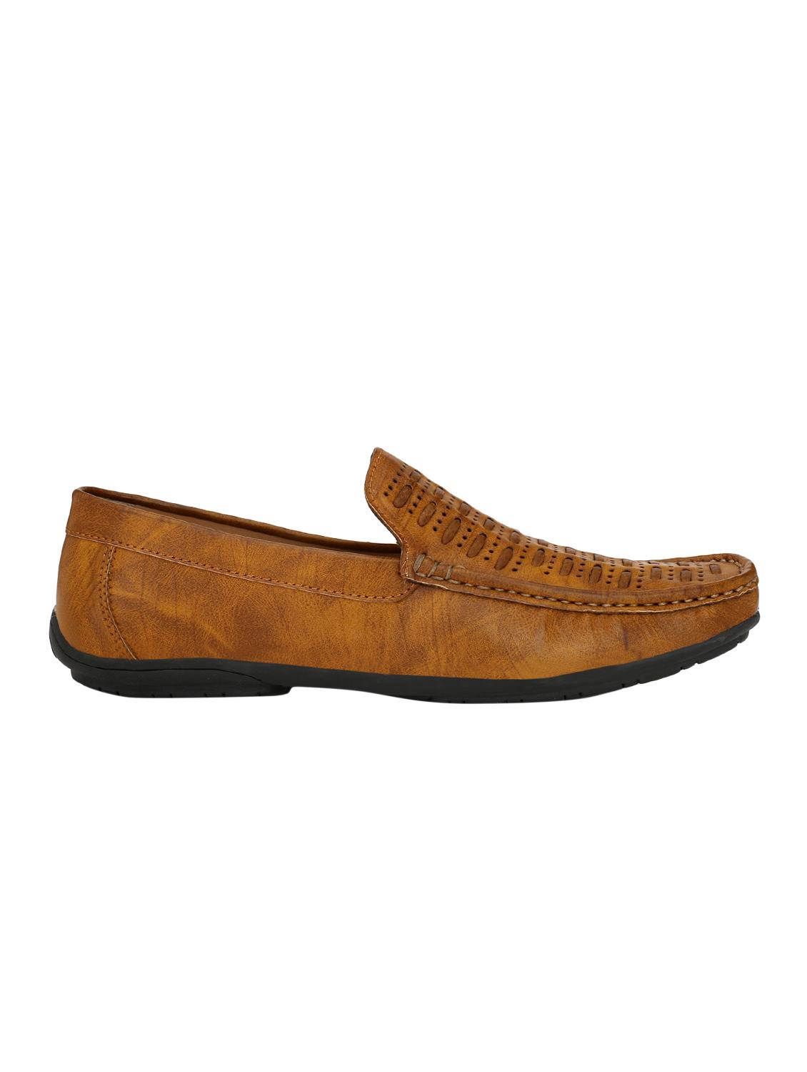 tan leatherette slip on loafers - 15950117 - Zoom Image - 2