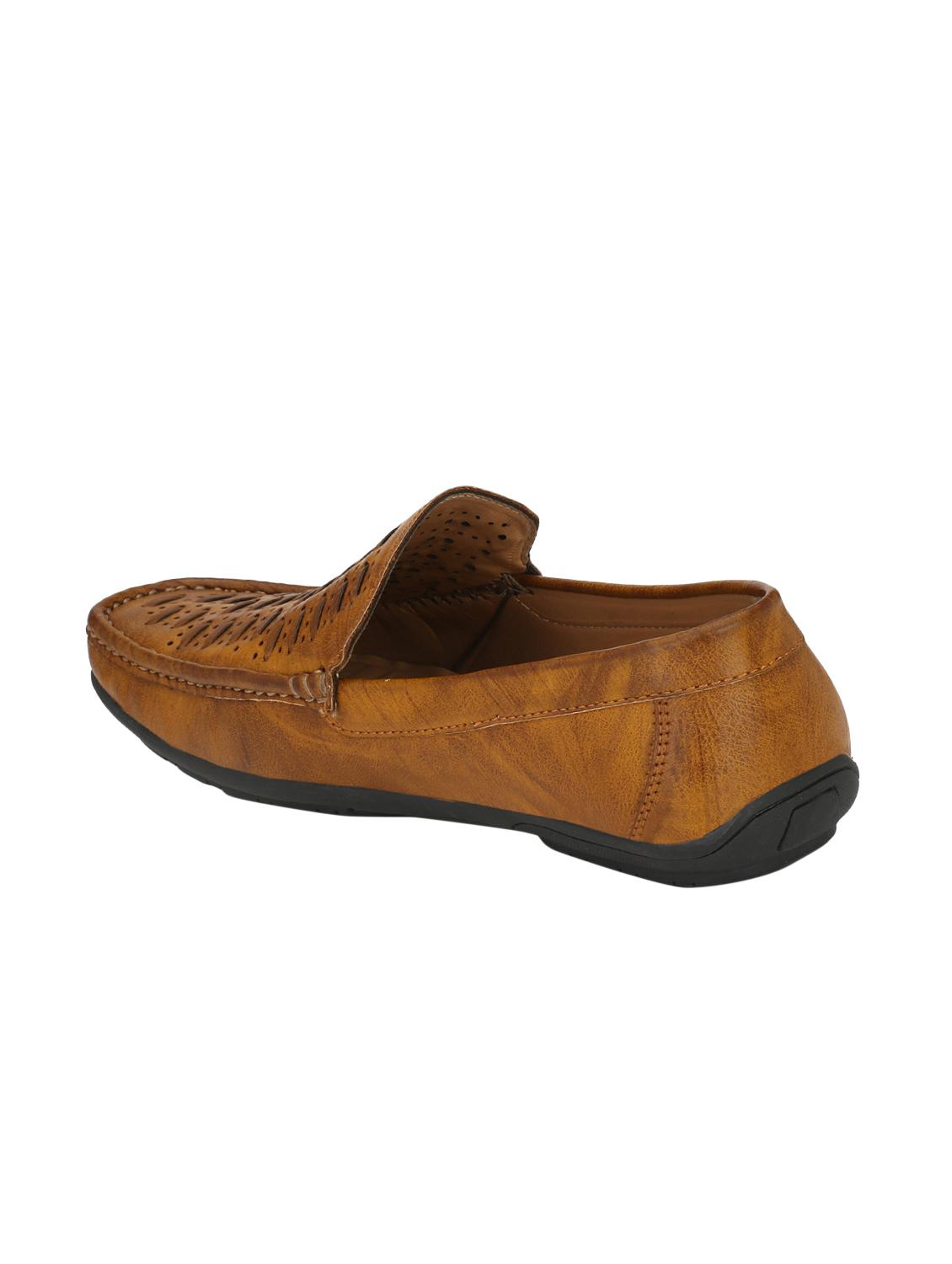 tan leatherette slip on loafers - 15950117 - Zoom Image - 3
