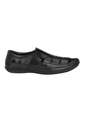 black leatherette slip on sandals - 15950129 - Standard Image - 2