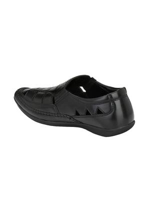 black leatherette slip on sandals - 15950129 - Standard Image - 3