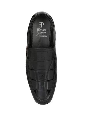 black leatherette slip on sandals - 15950129 - Standard Image - 4