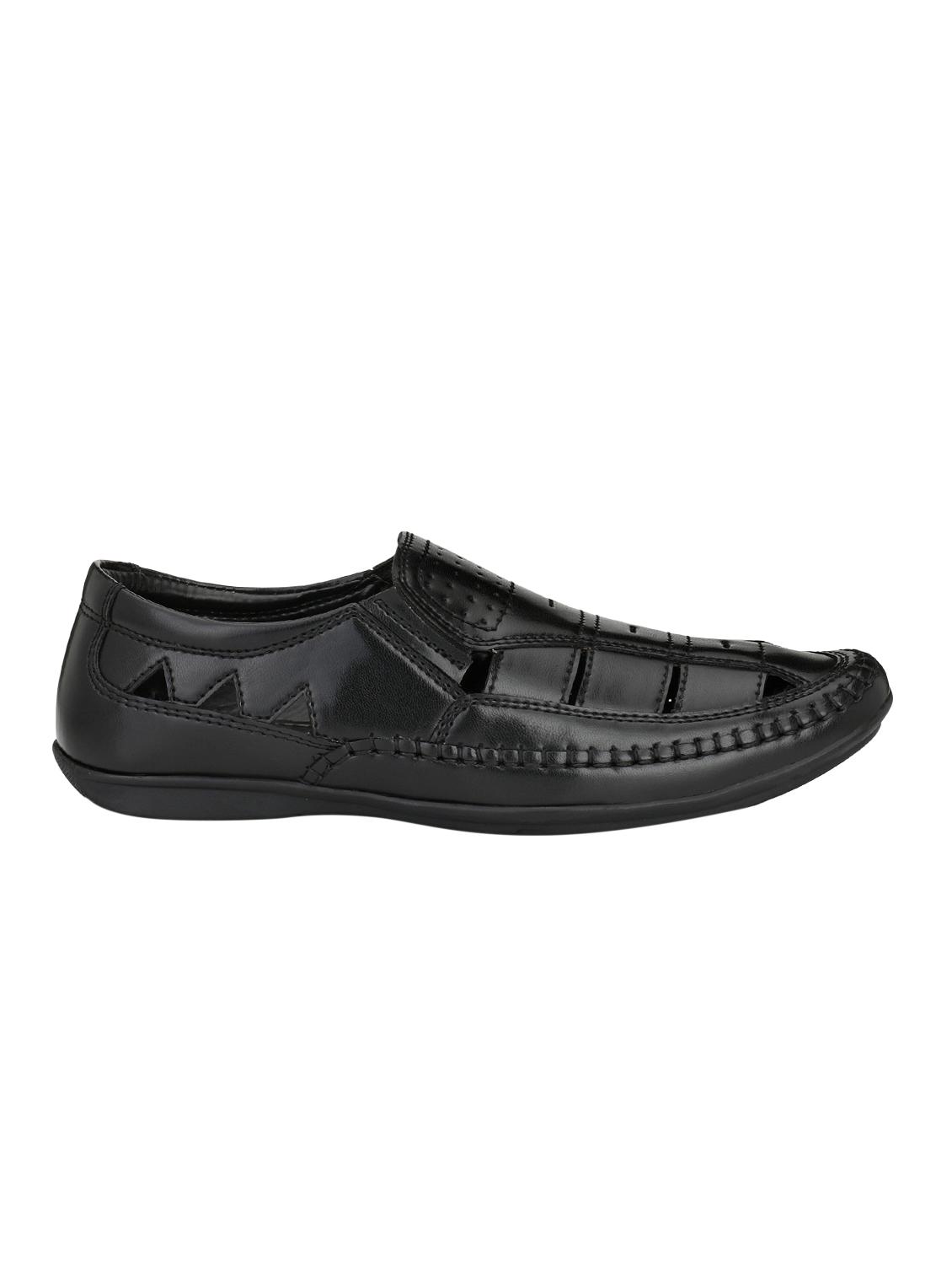 black leatherette slip on sandals - 15950129 - Zoom Image - 2