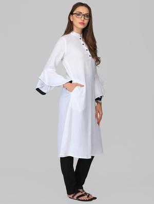 white bell sleeves a-line kurta - 15950329 - Standard Image - 2