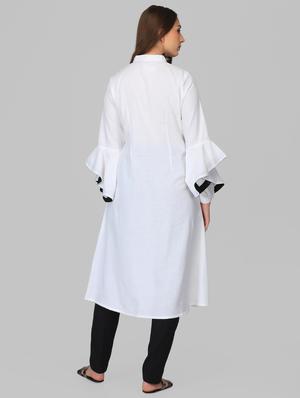 white bell sleeves a-line kurta - 15950329 - Standard Image - 3