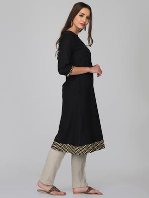 a-line solid kurta - 15950331 - Standard Image - 2
