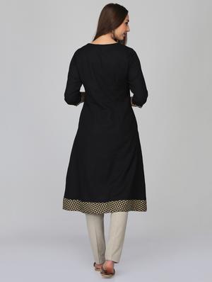 a-line solid kurta - 15950331 - Standard Image - 3