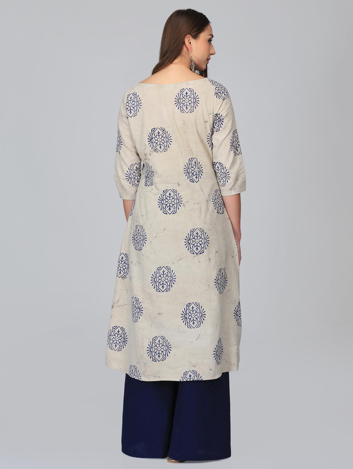 block printed a-line kurta with pocket - 15950332 - Zoom Image - 3