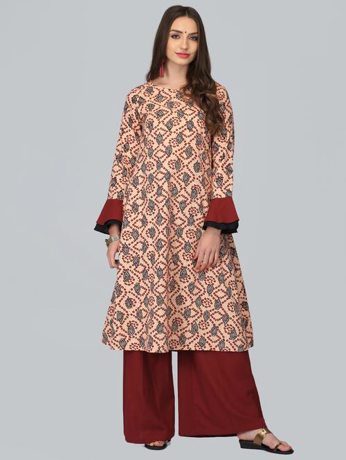 straight bell sleeves kurta - 15950333 - Standard Image - 1