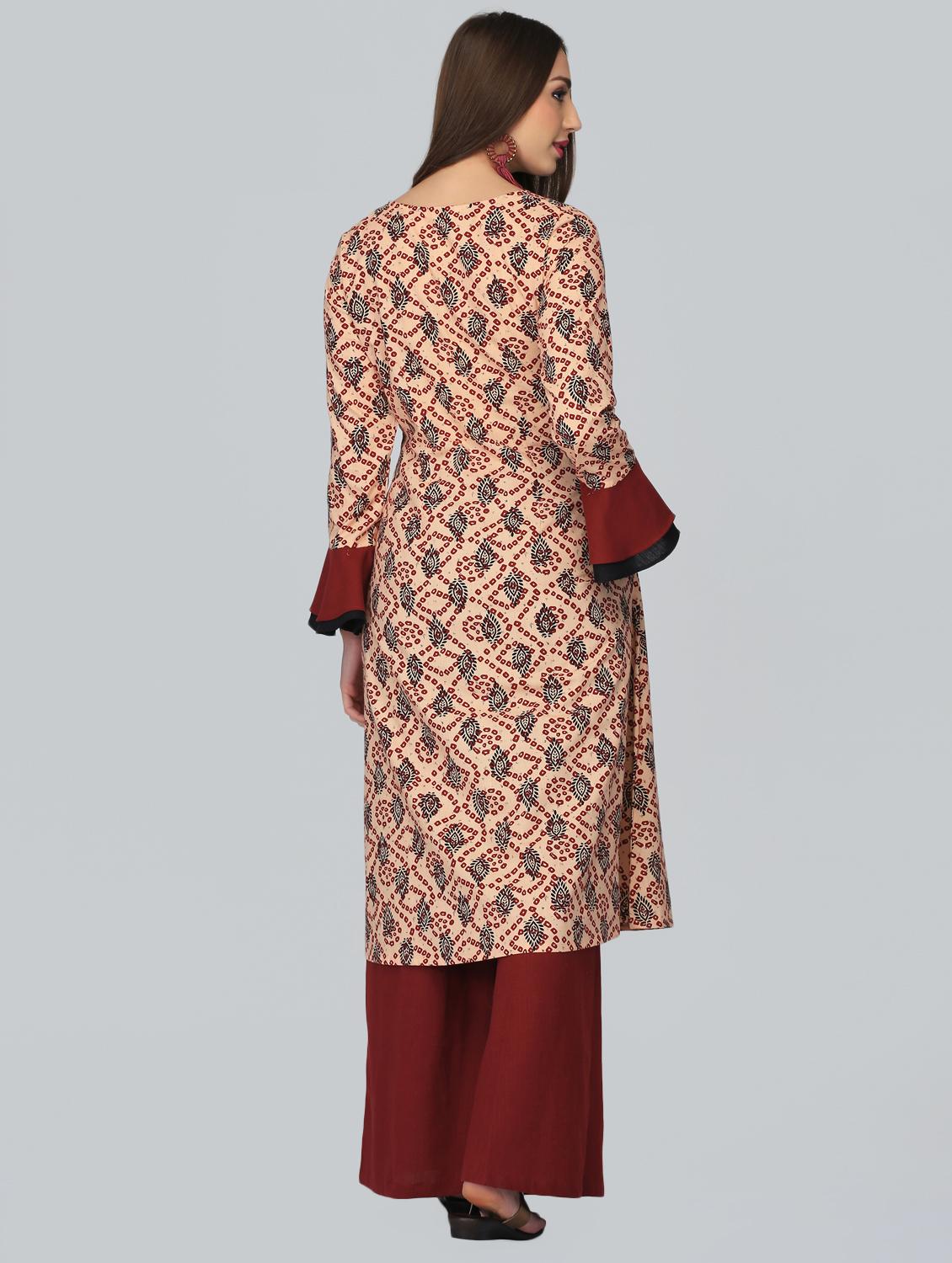 straight bell sleeves kurta - 15950333 - Zoom Image - 3
