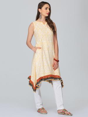 printed asymmetric kurta with pocket - 15950335 - Standard Image - 2