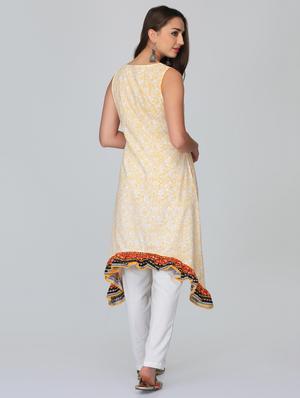 printed asymmetric kurta with pocket - 15950335 - Standard Image - 3