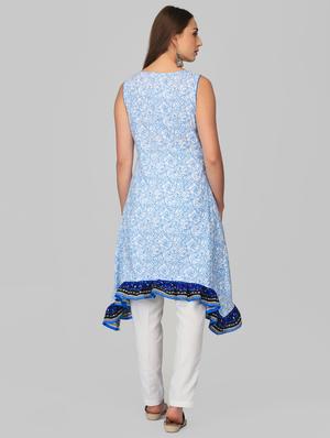 printed asymmetric kurta with pocket - 15950336 - Standard Image - 3