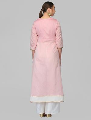 chanderi high slit kurta - 15950337 - Standard Image - 3