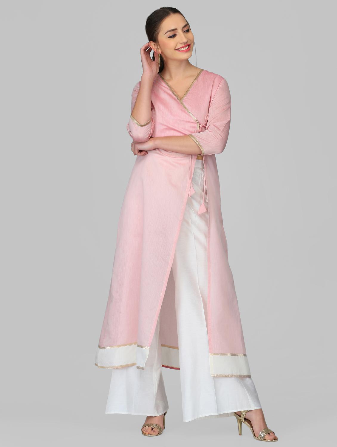 chanderi high slit kurta - 15950337 - Zoom Image - 1