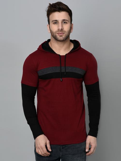 maroon cotton cut and sew t-shirt - 15950357 - Standard Image - 1