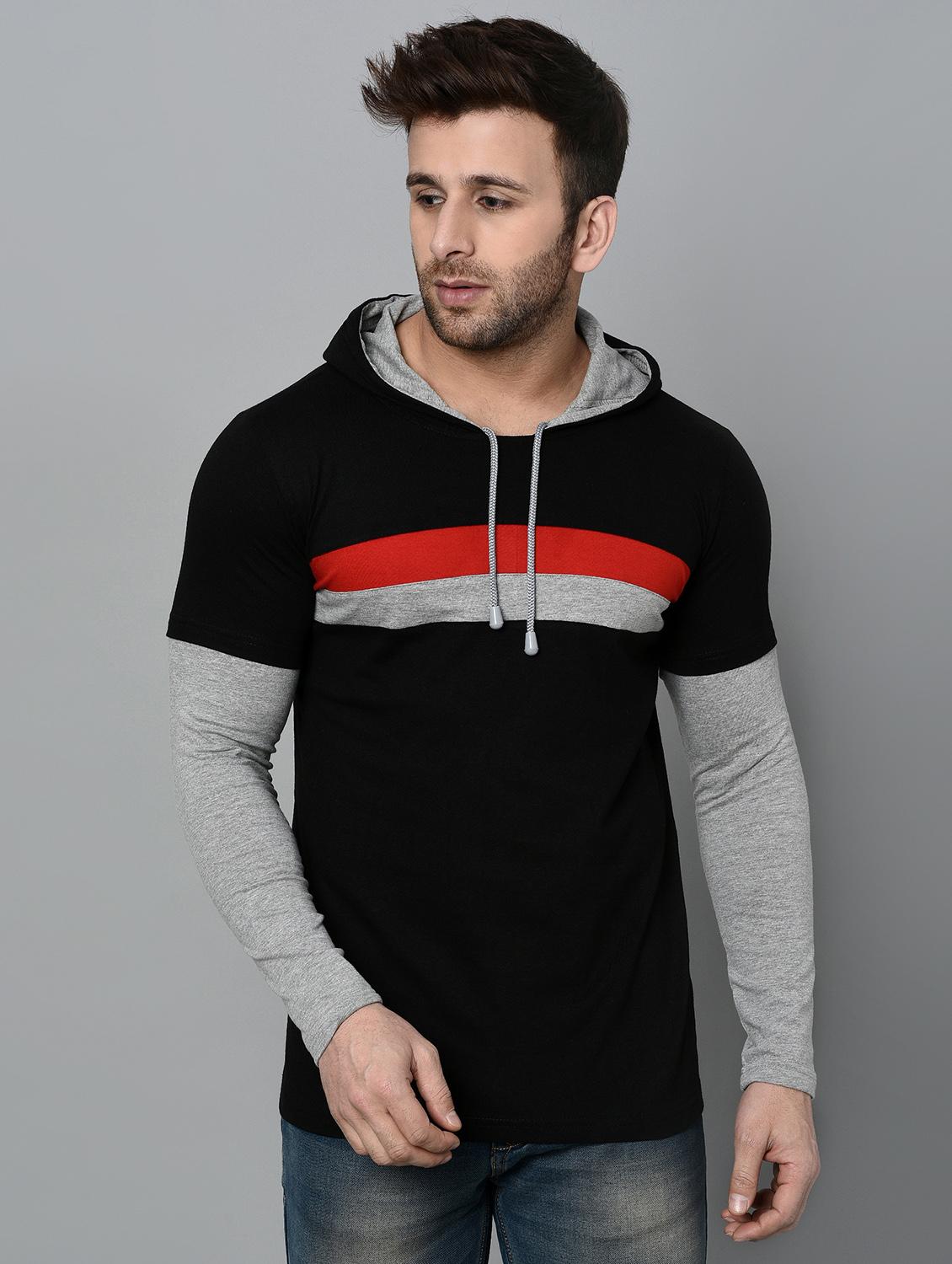 black cotton cut and sew t-shirt - 15950358 - Zoom Image - 1
