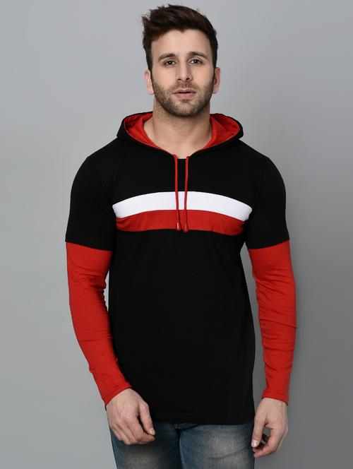 black cotton cut and sew t-shirt - 15950359 - Very Small Image - 1