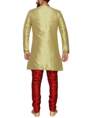 pista green silk blend sherwani set - 15950366 - Standard Image - 3