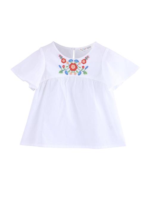 gather detail floral embroidered top - 15950503 - Standard Image - 1