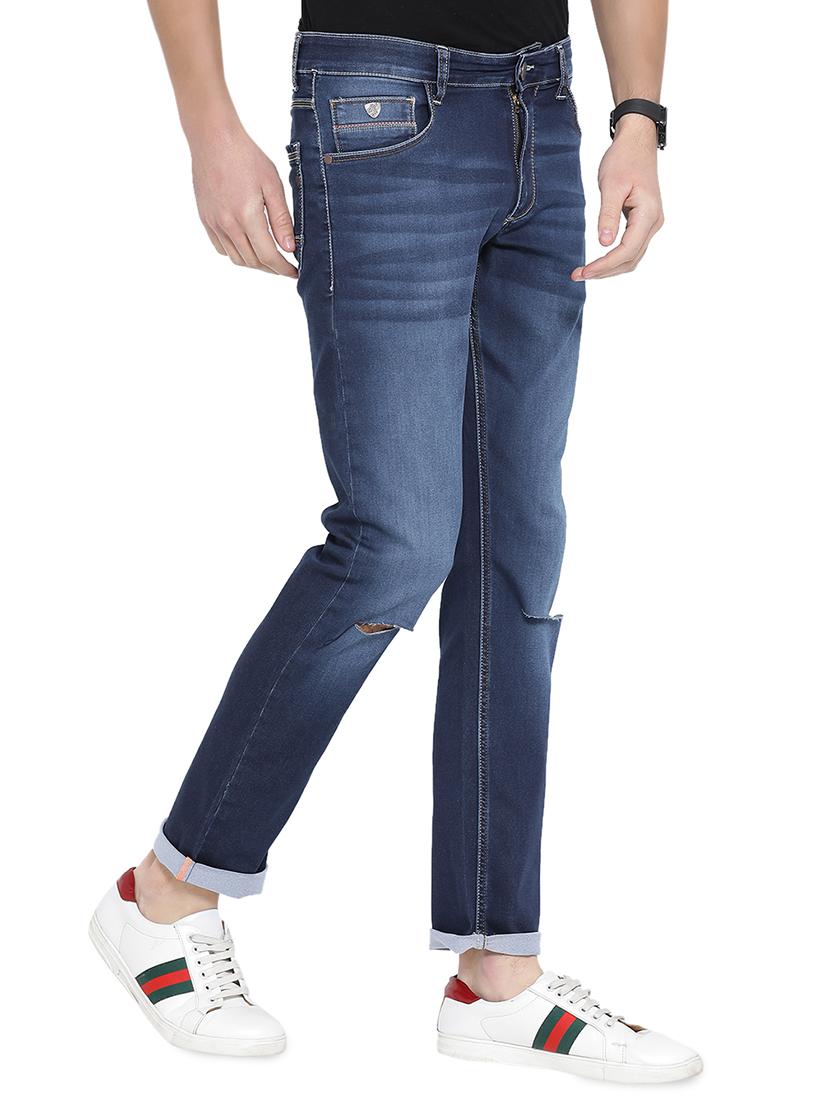 blue cotton slash knee jeans - 15950520 - Zoom Image - 2