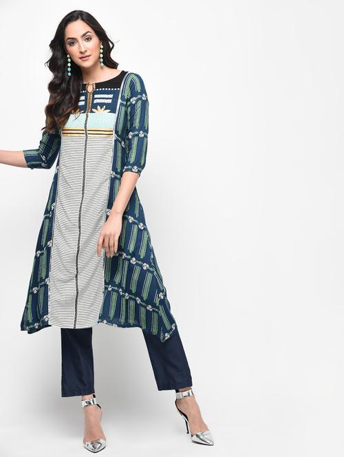 printed a-line kurta - 15950704 - Standard Image - 1