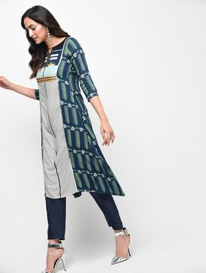 printed a-line kurta - 15950704 - Standard Image - 2