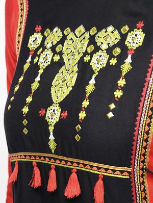 embroidered printed kurta with palazzo set - 15950724 - Standard Image - 5