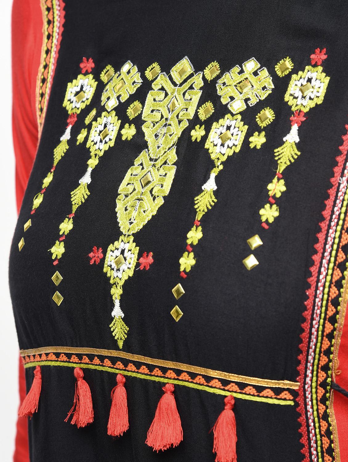 embroidered printed kurta with palazzo set - 15950724 - Zoom Image - 5